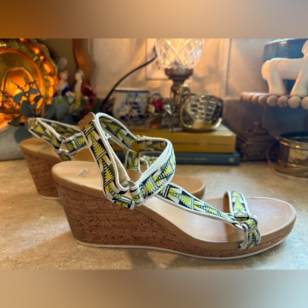 Teva  Arrabelle Universal Cork Wedge Lime Sz 10 - Picture 7 of 10